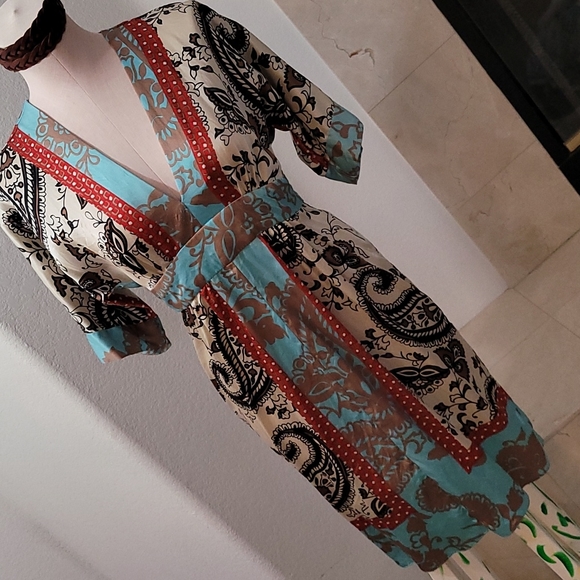 single dress Dresses & Skirts - Boho Gorgeous Colorful 100% Silk Dress